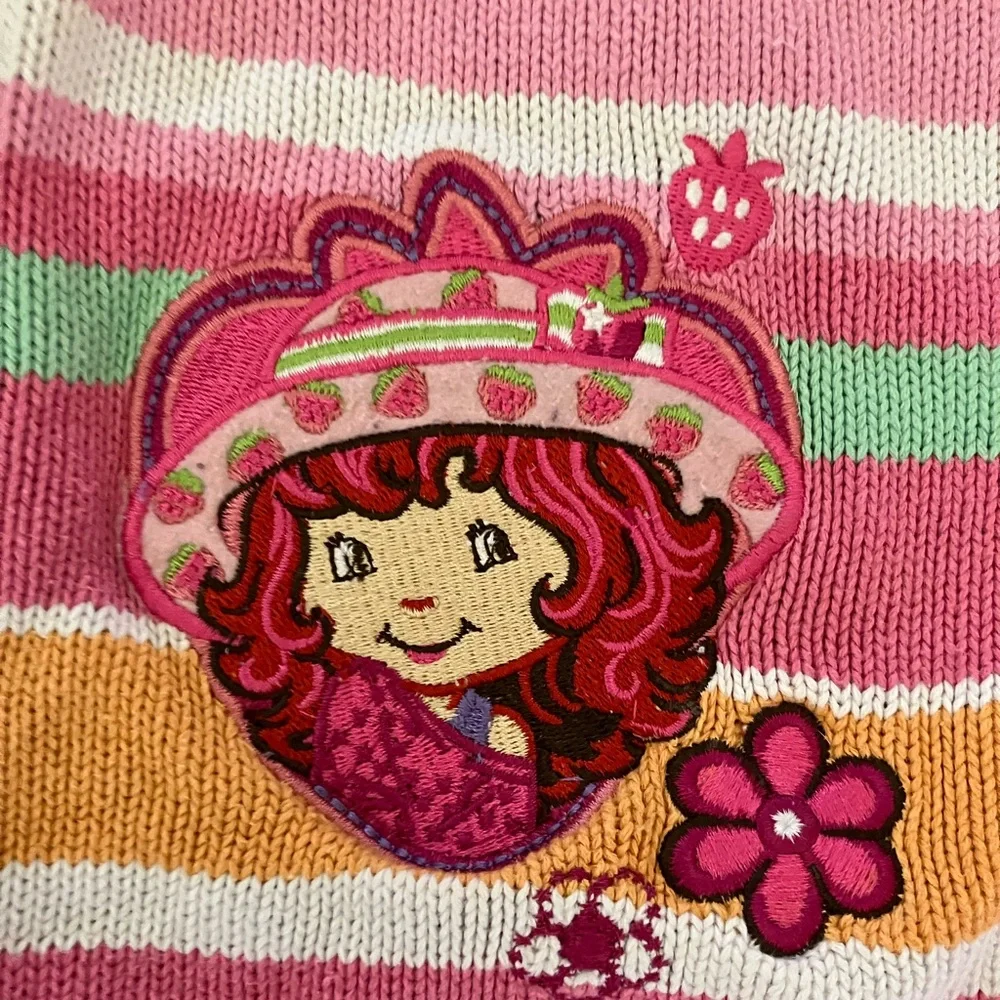 2008 Y2K Strawberry Shortcake Striped Pastel Sweater